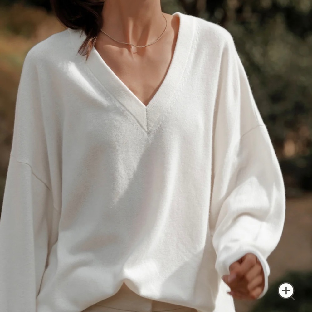Jenni Kayne Charli V-Neck Sweater - Ivory - XXS - Brand New Never Worn